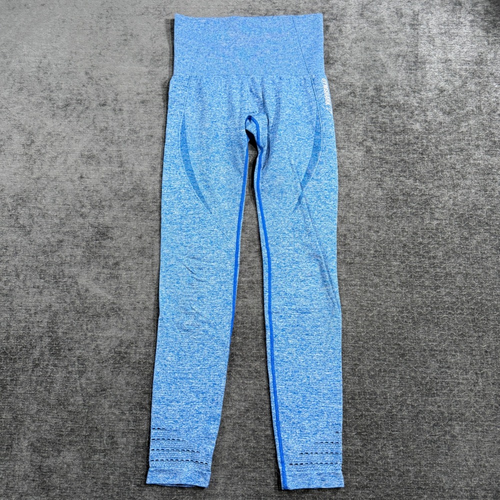 Gymshark Vital Seamless Leggings‎ Blue Marl High Waisted Eyelet Detail Womens